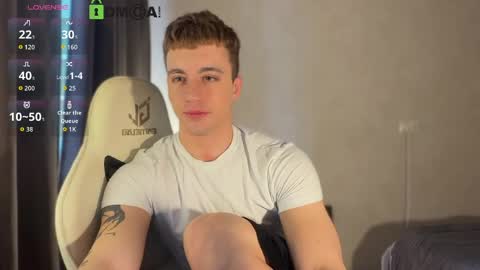 Snapshot of adampolerno chatting on 04-26-26, 12:47 Hi Im Adam Glad to see u here 3 And its my first day online show from 04-26-26, 12:47