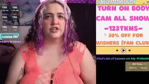Snapshot of nevermakeawish chatting on 07-15-26, 09:58 Wishs Playground online show from 07-15-26, 09:58