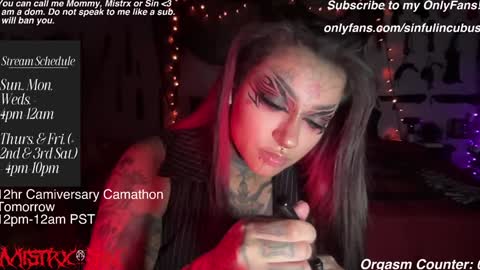 Snapshot of sinfulincubus chatting on 01-18-25, 05:41 Mistrx Sin online show from 01-18-25, 05:41